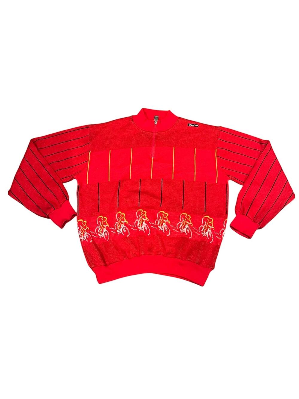 Vintage Santini Red Sweater Pullover Wool Blend Italian Knit Size 7 Classic Cozy